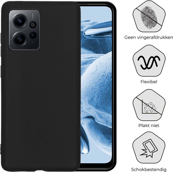 Coque pour Xiaomi Redmi Note 12 5G - Coque en Siliconen avec film protecteur d'écran - Coque pour Xiaomi Redmi Note 12 5G - Zwart