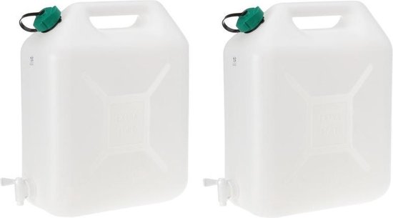 2x Watertank/jerrycan 20 liter - voor de camping/picknick waterjerrycans | bol.com