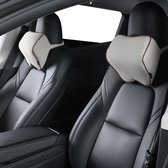 2-pack auto-nekkussen, zachtheid auto-hoofdsteunkussen voor autorijden met verstelbare riem, 100% traagschuim en ademende afneembare hoes (beige)