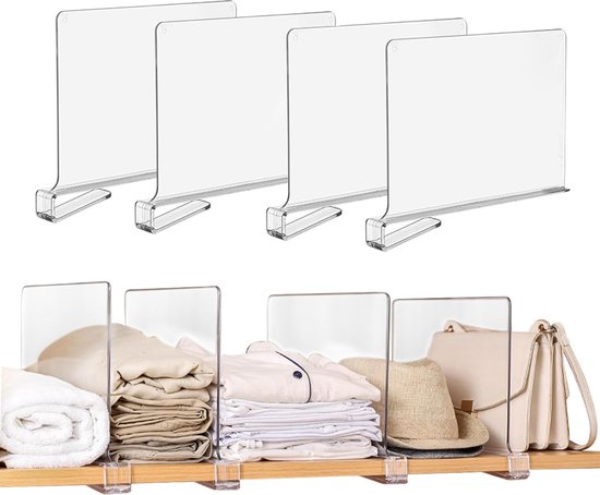 MDesign Lot De 4 Séparateurs D'étagère Pratiques Pour Armoire - Organisateurs Pratiques En Métal