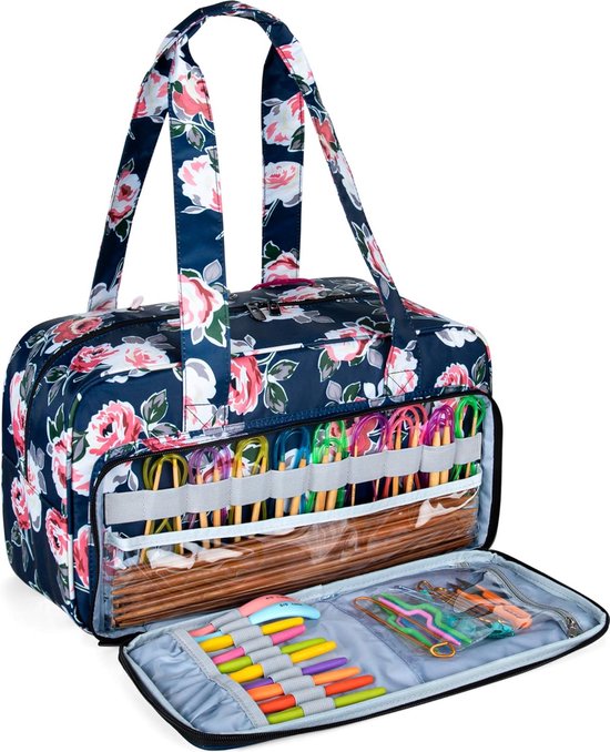 Sac De Rangement Laines Et Tricot Portable - Grand Volume Avec Bandoulière, Idéal Couture Et Organisation