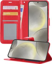 Hoesje Geschikt voor Samsung S24 Hoesje Book Case Hoes Wallet Cover - Hoes Geschikt voor Samsung Galaxy S24 Hoesje Bookcase Hoes - Rood