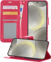 Hoesje Geschikt voor Samsung S24 Hoesje Book Case Hoes Wallet Cover - Hoes Geschikt voor Samsung Galaxy S24 Hoesje Bookcase Hoes - Donkerroze