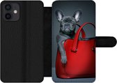 Bookcase Geschikt voor iPhone 12 Mini telefoonhoesje - Hond - Grappig - tas - Kinderen - Jongens - Meisjes - Kids - Met vakjes - Wallet case met magneetsluiting