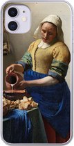 Geschikt voor iPhone 11 hoesje - Het melkmeisje - Schilderij van Johannes Vermeer - Siliconen Telefoonhoesje