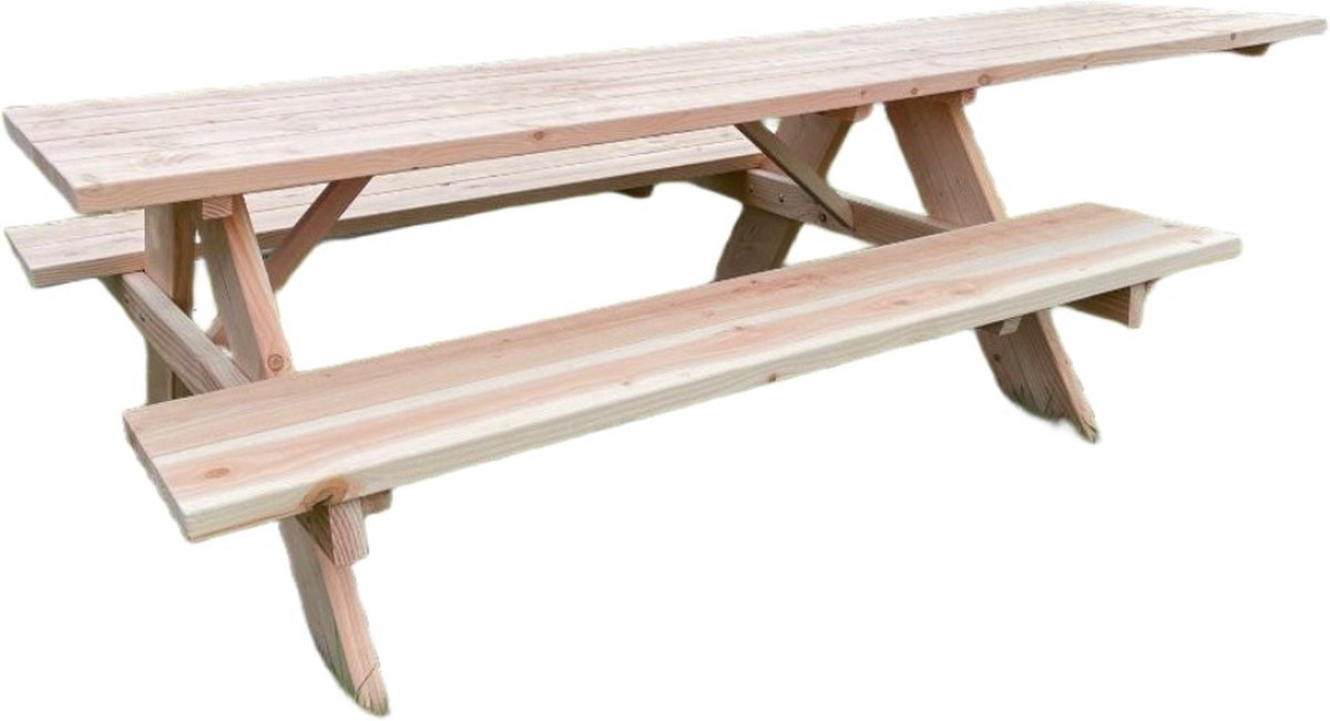 Rockwood® Rolstoel Picknicktafel Douglas 4.00m met afgeronde hoeken inclusief montage op locatie Naturel