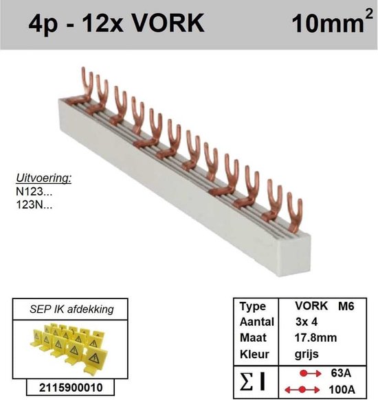 Fourchette à peigne Sep M6 4 phases 12 broches 17,8mm gris