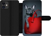 Bookcase Geschikt voor iPhone 12 Pro Max telefoonhoesje - Hond - Grappig - tas - Kinderen - Jongens - Meisjes - Kids - Met vakjes - Wallet case met magneetsluiting