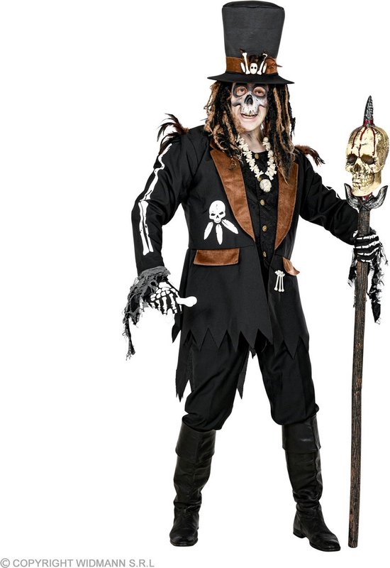 Widmann - Heks & Spider Lady & Voodoo & Duistere Religie Kostuum - Zwarte Magie Houngan Voodoo - Man - Bruin, Zwart - Large - Halloween - Verkleedkleding