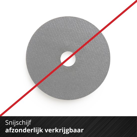 Slijpschijf, afzonderlijk verkrijgbaar, met een rode diagonale streep erdoor.