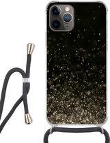 Hoesje met koord Geschikt voor iPhone 11 Pro - Glitter - Abstract - Zwart - Siliconen - Crossbody - Backcover met Koord - Telefoonhoesje met koord - Hoesje met touw