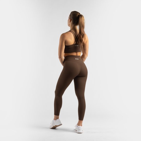 Zeuz Legging de Sport Femmes Taille Haute - Vêtements de Sport & Collant de Sport Résistant aux Squats - Fitness & CrossFit - Pantalon de Course, Pantalon de Yoga - 62% Nylon Recyclé & 38% Élasthanne - Marron - Taille M