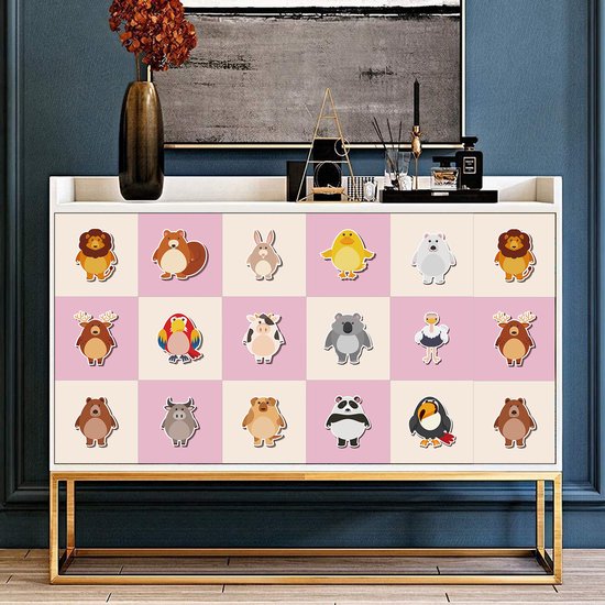 Ulticool Décoration Autocollant carrelages - Mignons Animaux Mignons Chambre d'enfant Bébé Bambin Enfant - 15x15 cm - 15 pièces Autocollants pour carrelage Autocollants pour meubles - Carrelage autocollant - Salle de bain - Cuisine