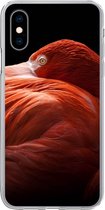 Geschikt voor iPhone X hoesje - Flamingo - Veren - Roze - Siliconen Telefoonhoesje