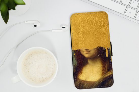 Bookcase pour iPhone 13 Pro Max Bookcase - Mona Lisa - Da Vinci - Or - Avec compartiments - Étui portefeuille avec fermeture magnétique