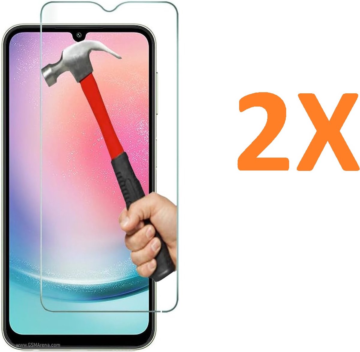Screenprotector Glas - Tempered Glass Screen Protector Geschikt voor: Samsung Galaxy A34 - 2x