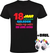 18 jaar Heren T-shirt + Happy birthday bril - verjaardag - jarig - feest - 18e verjaardag - grappig