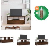 vidaXL Tv-meubel 102x33x45 cm bewerkt hout en ijzer bruineikenkleurig - Kast - Inclusief Houtreiniger en verfrisser