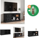 vidaXL Tv-meubel 102x35-5x47-5 cm bewerkt hout zwart - Kast - Inclusief Houtreiniger en verfrisser