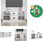 vidaXL Tv-meubel 99-5x35-5x48 cm bewerkt hout hoogglans wit - Kast - Inclusief Houtreiniger en verfrisser