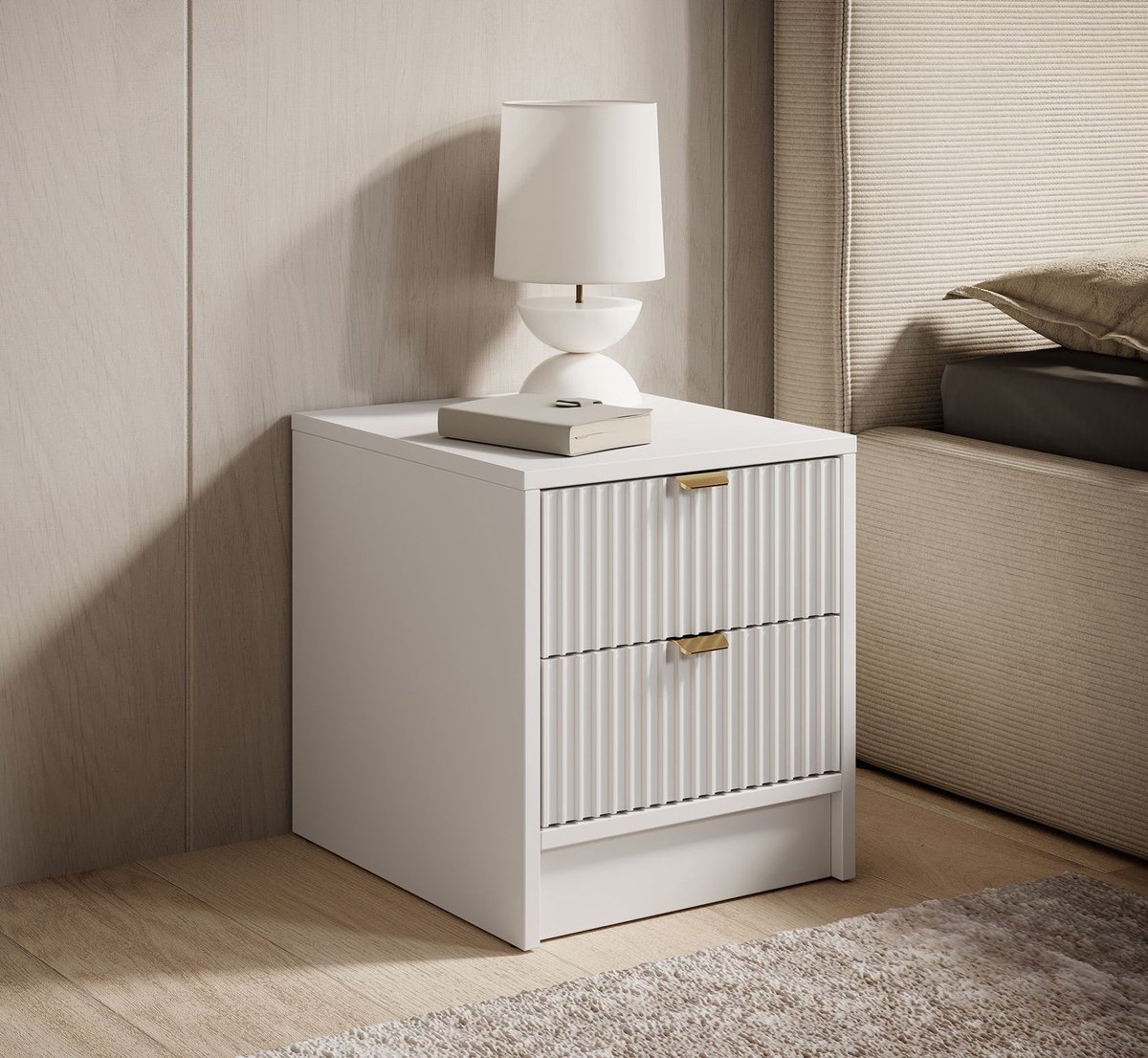 MEUBELLA Nachtkastje Tavares - Wit - 35 cm
