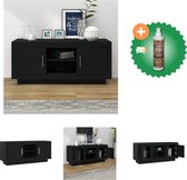 vidaXL Tv-meubel 102x35x45 cm bewerkt hout zwart - Kast - Inclusief Houtreiniger en verfrisser