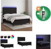vidaXL Boxspring met matras en LED stof zwart 140x200 cm - Bed - Inclusief Reiniger