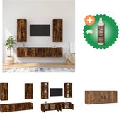 vidaXL 4-delige Tv-meubelset bewerkt hout gerookt eikenkleurig - Kast - Inclusief Houtreiniger en verfrisser