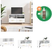 vidaXL Tv-meubel 80x36x50 cm bewerkt hout hoogglans wit - Kast - Inclusief Houtreiniger en verfrisser
