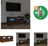 vidaXL Tv-meubel met LED-verlichting 90x35x40 cm bruineikenkleurig - Kast - Inclusief Houtreiniger en verfrisser