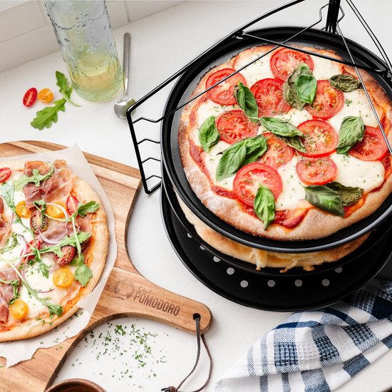Pizzaplaat set van 4 met standaard HIER online kopen