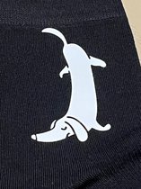 Teckel - sokken - 1 paar sokken - teckelprint - maat 35/39 - zwart - witte print - liggende teckel - hond - dachshund - teckelsokken - teckel sokken