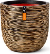 Capi Europe - Bloempot bol Rib NL - 35x34 - Goud - Opening Ø29 - Bloempot voor binnen en buiten - Levenslang garantie - Breukbestendig - 100% Recyclebaar - CO2 Neutraal geproduceerd - KBGR932