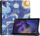 Tablet Hoes geschikt voor de Samsung Galaxy Tab A8 | Book Case met Standaard | Kunstlederen Beschermhoes | Tri-fold | Sterrennacht Print