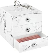 Make-up organizer – make-up opslag met 3 laden voor oogschaduw, lippenstift enz. – cosmetische doos van kunststof voor de badkamer – marmerkleuren