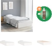 vidaXL Bedframe massief hout wit 75x190 cm 2FT6 Small Single - Bed - Inclusief Houtreiniger en verfrisser