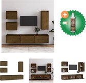 vidaXL Tv-meubelen 6 st massief grenenhout honingbruin - Kast - Inclusief Houtreiniger en verfrisser