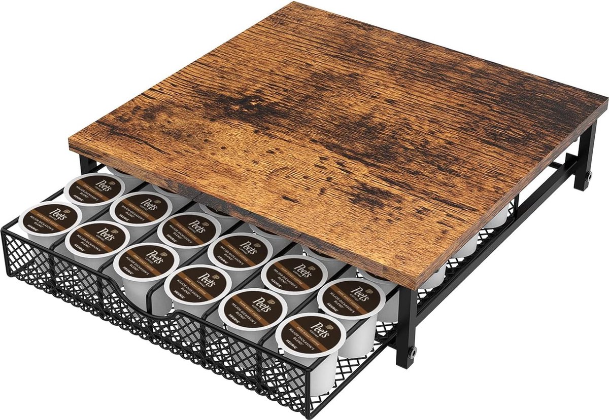 K-Cup Opbergorganizer, koffiepad-lade voor toonbank, pod-opberglade voor K-Cup met 36 pad-pack-opberglade, koffiecapsule-opberglade met verschuifbare manden, zwart