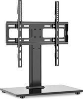 Support TV Universel Pivotant 27-60 Pouces - Base Verre Trempé | Réglage Hauteur, VESA 400x400