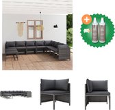 vidaXL Loungeset - Poly Rattan - Grijs - Modulair Design - Inclusief Kussens - PE Rattan - Gepoedercoat Staal - Afmetingen- 60 x 60 x 60 cm (hoekbank) - 54 x 60 x 60 cm (middenbank) - 60 x 60 x 32 cm (voetenbank) - Tuinset - Inclusief Onderhoudsset