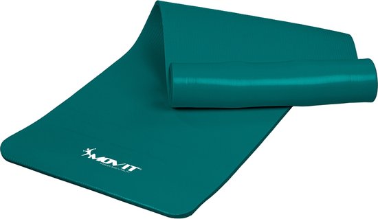 Foto: Yoga mat yogamat fitness mat sport mat fitness matje pilates mat oprolbaar 190 x 100 x 1 5 cm petrol