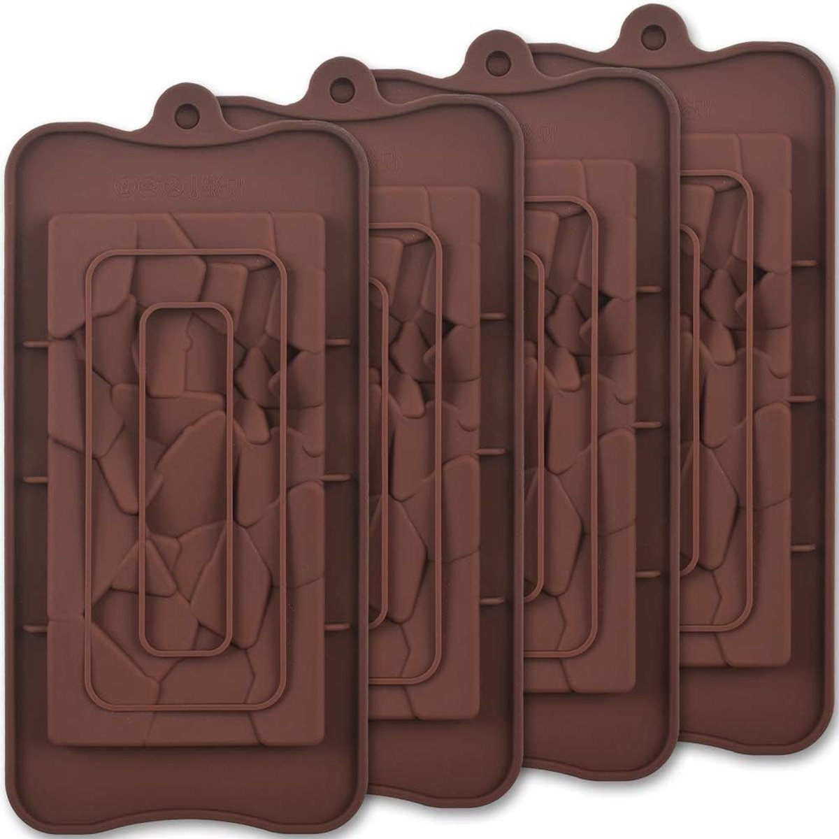 Break Apart siliconen chocoladevormen, fragmenten chocoladereepvormen, zelfgemaakte eiwit- en energiereepvormen, 4 verpakkingen