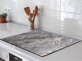 Inductie Beschermer 60x52 cm - grijs marmer - Marmer - Kookplaataccessoires - Afdekplaat voor kookplaat - Anti slip mat - Keuken decoratie - Inductiemat - Beschermmat voor fornuis