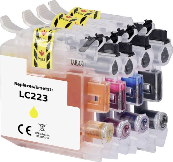 Lot De 6 Cartouches D'encre Compatibles Brother LC223 (Cyan, Magenta, Jaune) - 10ml - Neuf