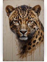 Luipaard - Wilde dieren schilderij - Schilderijen canvas woonkamer - Muurdecoratie klassiek - Schilderijen op canvas - Wanddecoratie woonkamer - 50 x 70 cm 18mm