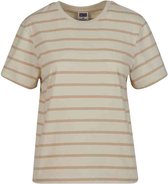Urban Classics - Striped Boxy Dames T-shirt - M - Beige