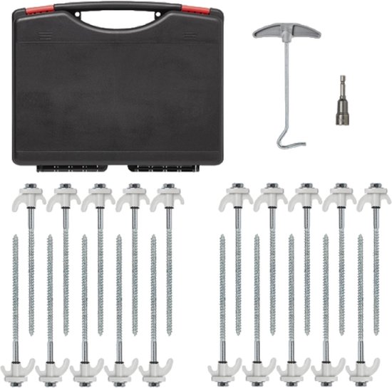 ProPlus Schroefbare tentharingen set - metaal - 20 cm - 20 stuks met adapter en haringtrekker van ProPlus — afbeelding 3