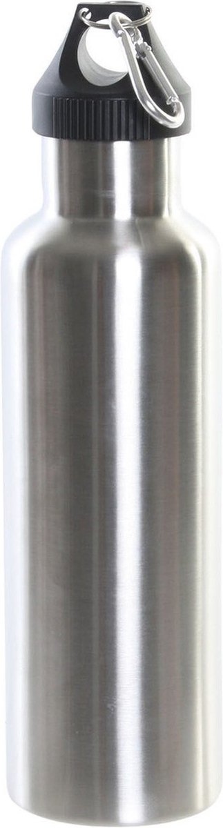 ITEM Thermosfles - 750 ml - zilvergrijs - RVS - dubbelwandig - karabijnhaak - BPA-vrij