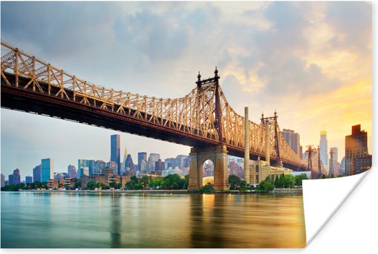 Queensboro Bridge New York Poster 120x80 cm - Foto print op Poster (wanddecoratie woonkamer / slaapkamer) / Amerikaanse steden Poster