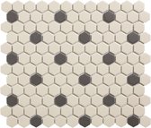 The Mosaic Factory London Hexagon - Tegel - Mozaïektegel - 26x30x0.5cm - Wit, Zwart - Mat - 0.78m²/10 Stuks